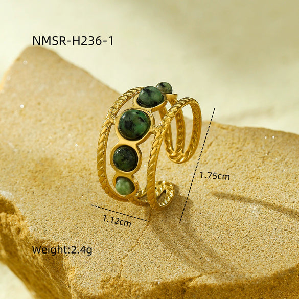 Wholesale Ring Stainless Steel Geometric Light Luxury Retro Women's Electroplating