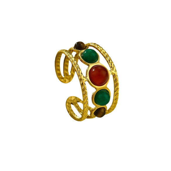 Wholesale Ring Stainless Steel Geometric Light Luxury Retro Women's Electroplating