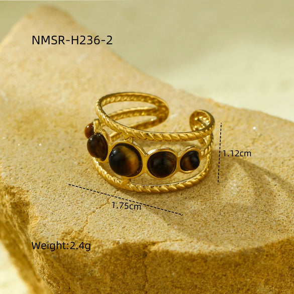 Wholesale Ring Stainless Steel Geometric Light Luxury Retro Women's Electroplating