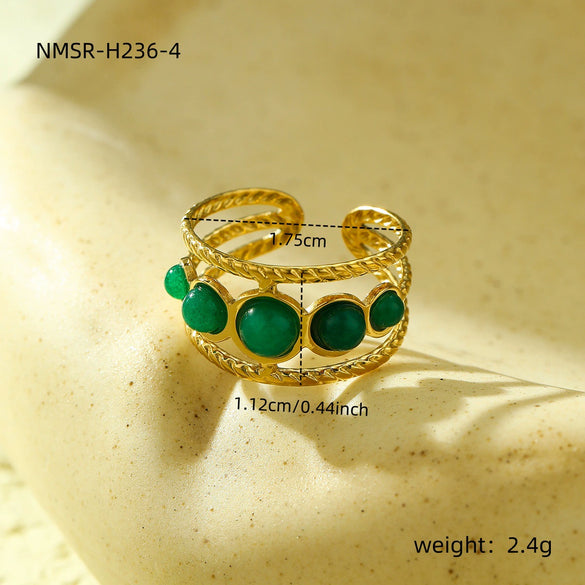 Wholesale Ring Stainless Steel Geometric Light Luxury Retro Women's Electroplating
