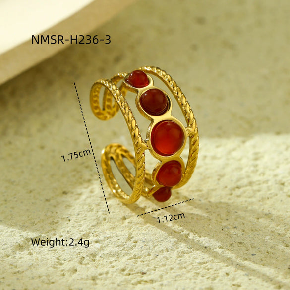 Wholesale Ring Stainless Steel Geometric Light Luxury Retro Women's Electroplating
