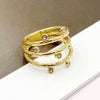 Wholesale Ring Stainless Steel Geometric Lines Vacuum Plated Gold Inlaid Zircon For Women