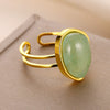 Wholesale Ring Stainless Steel Geometric Natural Stone Electroplated 18K Gold Unisex Women's