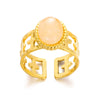 Wholesale Ring Stainless Steel Geometric Natural Stone Electroplated 18K Gold Unisex Women's