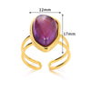 Wholesale Ring Stainless Steel Geometric Natural Stone Electroplated 18K Gold Unisex Women's