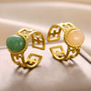 Wholesale Ring Stainless Steel Geometric Natural Stone Electroplated 18K Gold Unisex Women's