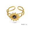 Wholesale Ring Stainless Steel Geometric Natural Stone French Retro Electroplating