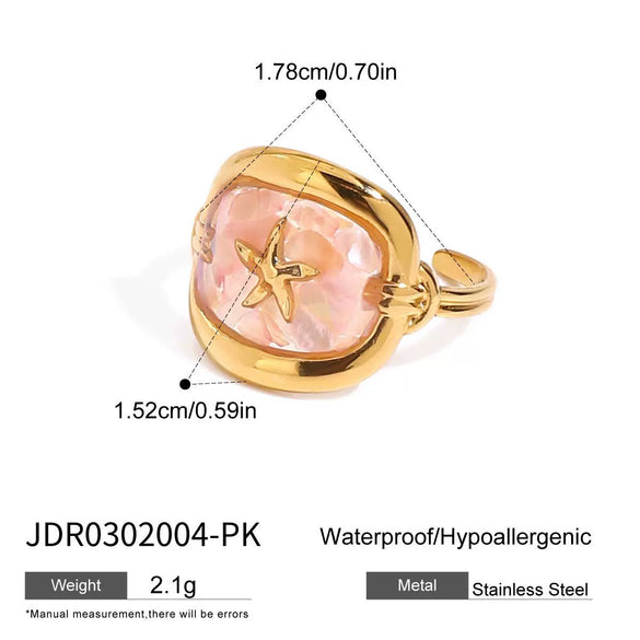 Wholesale Ring Stainless Steel Geometric Ocean Holiday Style Electroplated