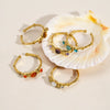 Wholesale Ring Stainless Steel Geometric Open Style Set With Gems Natural Stone Inlaid With Diamonds Unisex