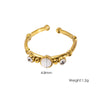 Wholesale Ring Stainless Steel Geometric Open Style Set With Gems Natural Stone Inlaid With Diamonds Unisex