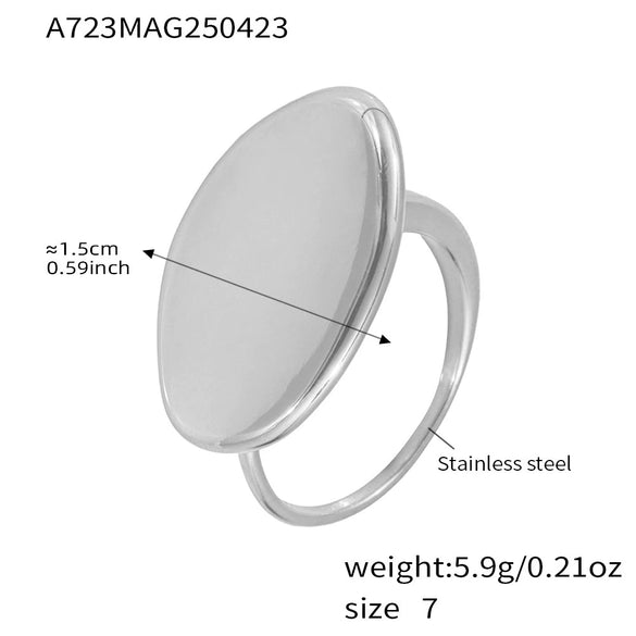 Wholesale Ring 316L Stainless Steel Geometric Oval Gold Texture Electroplated For Women