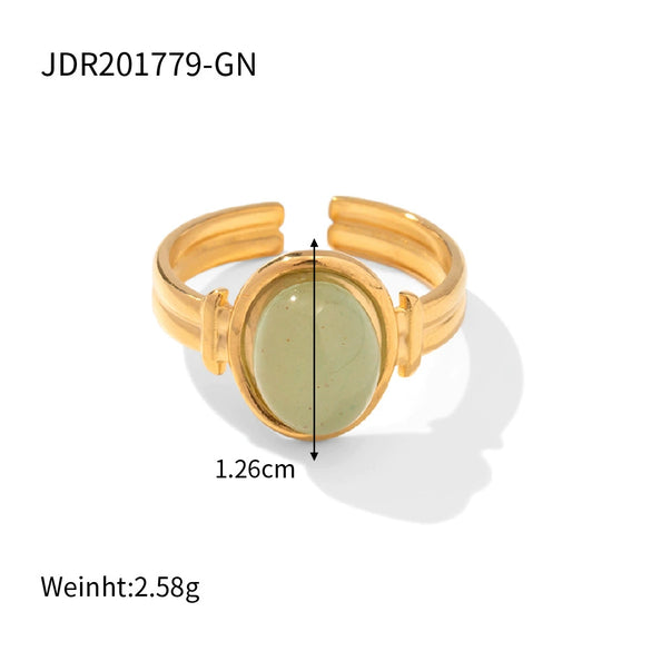 Wholesale Ring Stainless Steel Geometric Oval Semiprecious Stone Electroplated Women's