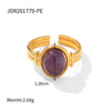 Wholesale Ring Stainless Steel Geometric Oval Semiprecious Stone Electroplated Women's