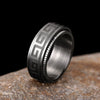 Wholesale Ring Stainless Steel Geometric Pattern Electroplating Rotatable Design Unisex Dark Style