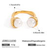Wholesale Ring Stainless Steel Geometric Pearl Inlay Hammered Simple Fashion Jewelry