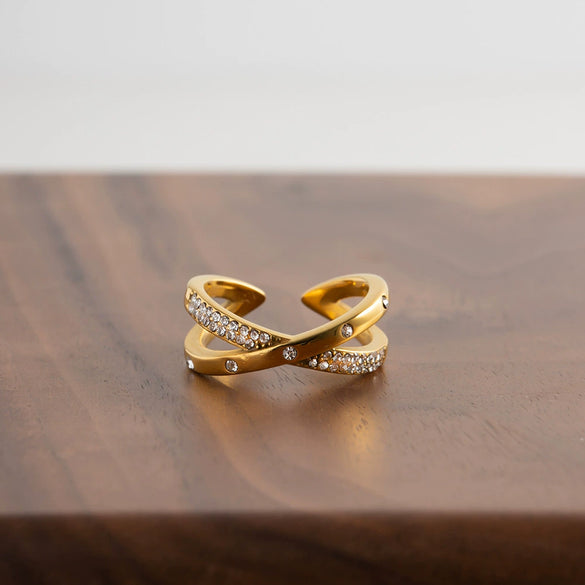 Wholesale Ring Stainless Steel Geometric Retro Cold Style Set With Precious Stones For Women