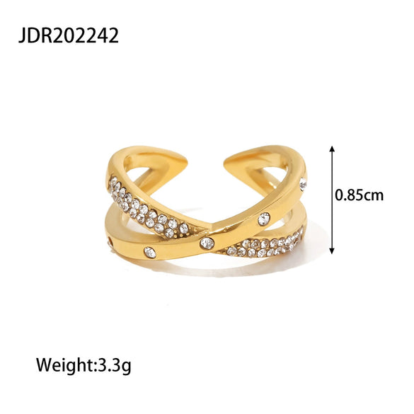 Wholesale Ring Stainless Steel Geometric Retro Cold Style Set With Precious Stones For Women