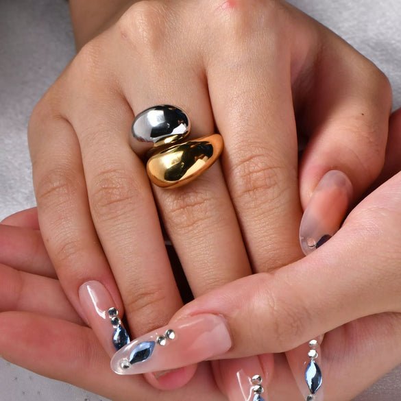 Wholesale Ring Stainless Steel Geometric Retro 18K Electroplated Irregular Opening Unisex