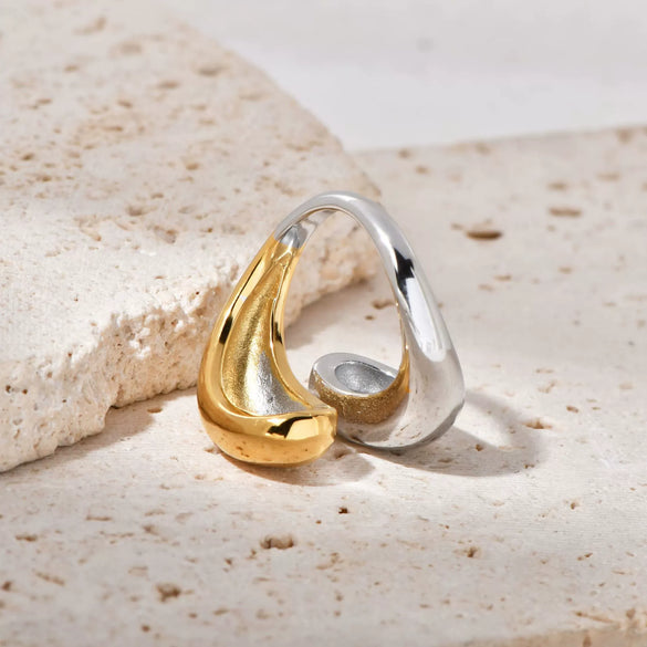 Wholesale Ring Stainless Steel Geometric Retro 18K Electroplated Irregular Opening Unisex
