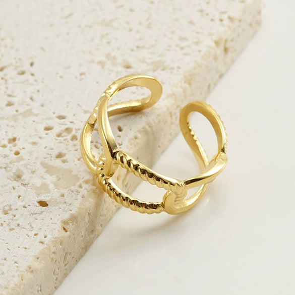 Wholesale Ring 316L Stainless Steel Geometric Simple Electroplating For Women