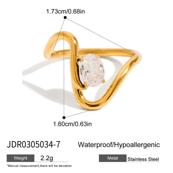 Wholesale Ring Stainless Steel Geometric Square Zircon Electroplated Multilayered Wrapped Design