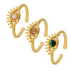 Wholesale Ring Stainless Steel Geometric Style Electroplating Inlaid Three Precious Stones
