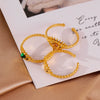 Wholesale Ring Stainless Steel Geometric Style Electroplating Inlaid Three Precious Stones