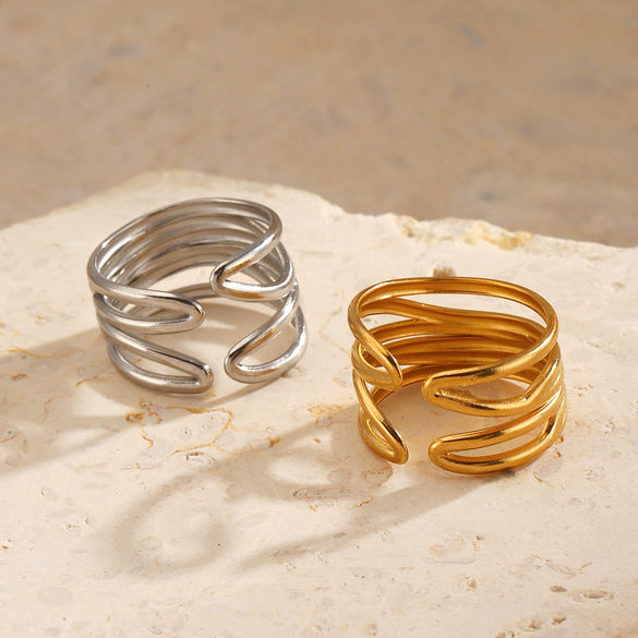 Wholesale Ring Stainless Steel Geometric Style 18K Goldplated
