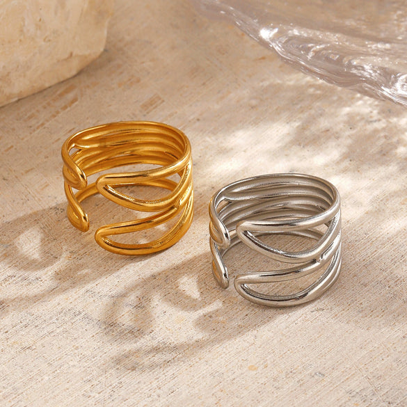 Wholesale Ring Stainless Steel Geometric Style 18K Goldplated
