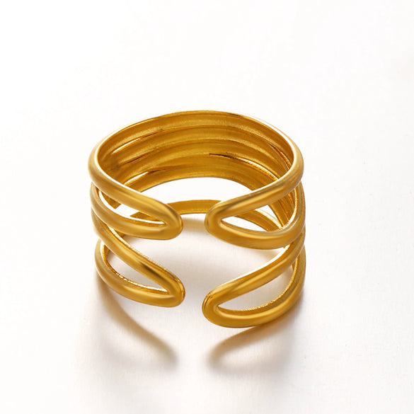 Wholesale Ring Stainless Steel Geometric Style 18K Goldplated