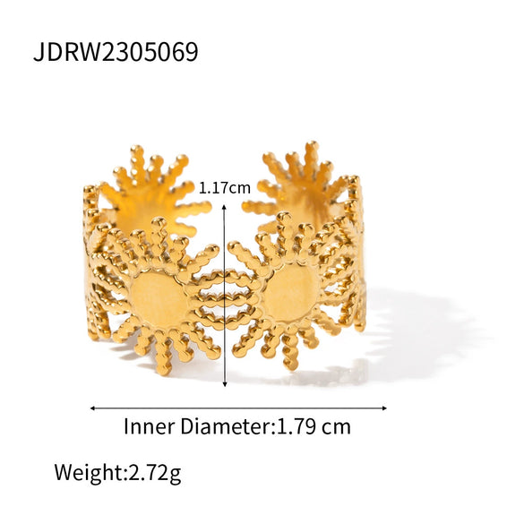 Wholesale Ring Stainless Steel Geometric Sunflower Electroplated Jewelry