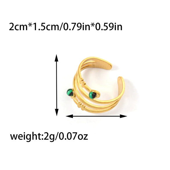 Wholesale Ring Stainless Steel Geometric Turquoise Electroplated