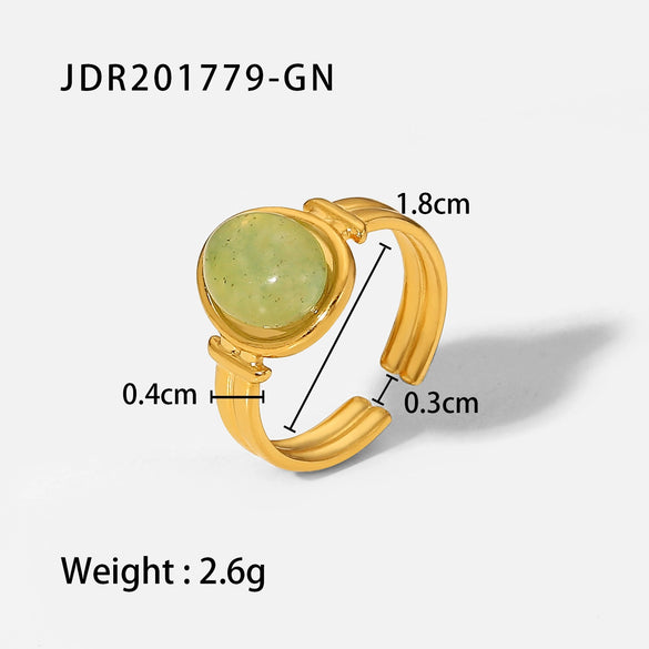 Wholesale Ring Stainless Steel Geometric Vintage Purple Semiprecious Stone Electroplating Design For Women