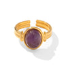 Wholesale Ring Stainless Steel Geometric Vintage Purple Semiprecious Stone Electroplating Design For Women