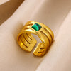 Wholesale Ring Stainless Steel Geometric Vintage Style Electroplated With Natural Stone