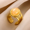 Wholesale Ring Stainless Steel Geometric Vintage Style Electroplated With Natural Stone
