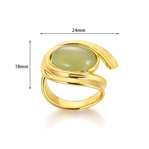 Wholesale Ring Stainless Steel Geometric Vintage Style Electroplated With Natural Stone