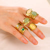 Wholesale Ring Stainless Steel Geometric Vintage Style Electroplated With Natural Stone