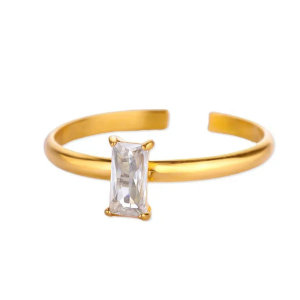 Wholesale Ring Stainless Steel Geometric Zircon Set With Diamonds For Women