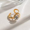Wholesale Ring Stainless Steel Gold And Silver Color Matching Hollow Steel Ball Geometric Style Electroplated