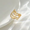 Wholesale Ring Stainless Steel Gold Plated Geometric Fashion High End Niche Wave Hollow Opening Unisex Jewelry