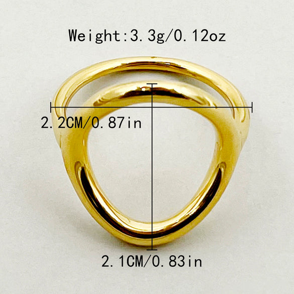 Wholesale Ring Stainless Steel Gold Plated Geometric Hollow Irregular Design