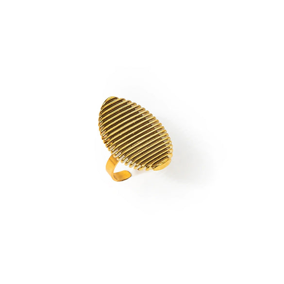 Wholesale Ring Stainless Steel Gold Plated Geometric Oval Gear Retro Fashion Women's