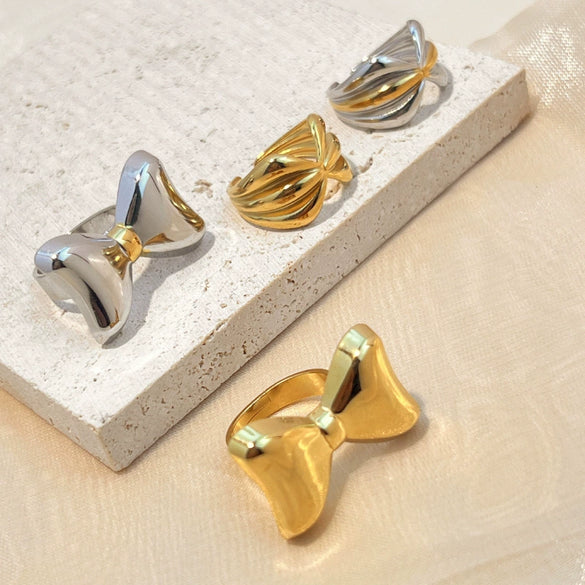 Wholesale Ring Stainless Steel Gold Plated Heart Shape Natural Style