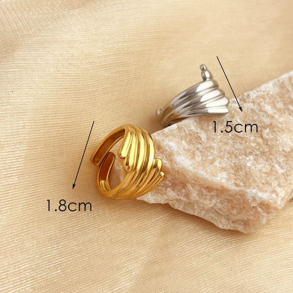 Wholesale Ring Stainless Steel Gold Plated Heart Shaped Natural Geometric Style