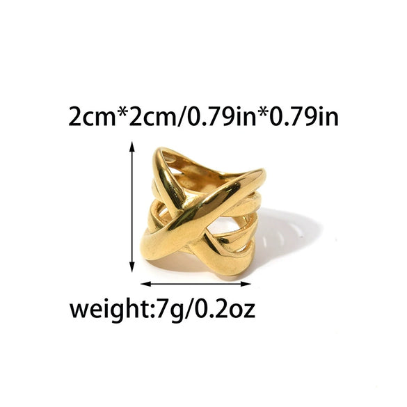 Wholesale Ring Stainless Steel Gold Plated X Shaped Cross Design Creative Fashion Jewelry