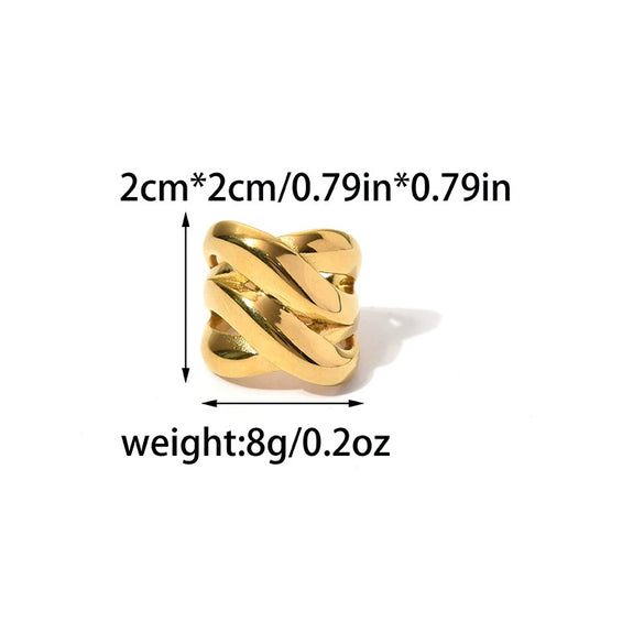 Wholesale Ring Stainless Steel Gold Plated X Shaped Cross Design Creative Fashion Jewelry