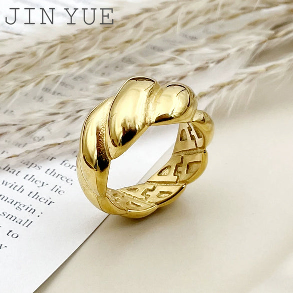 Wholesale Ring Stainless Steel Goldplated Geometric Retro Simple Twist Style