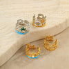 Wholesale Ring Stainless Steel Goldplated Ocean Style Mermaid Pearl Geometric Open Hand Jewelry