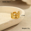 Wholesale Ring Stainless Steel Goldplated Ocean Style Mermaid Pearl Geometric Open Hand Jewelry